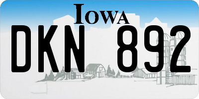 IA license plate DKN892