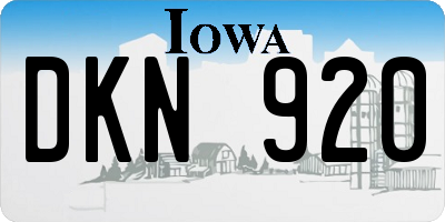 IA license plate DKN920