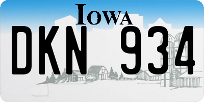IA license plate DKN934