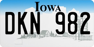 IA license plate DKN982