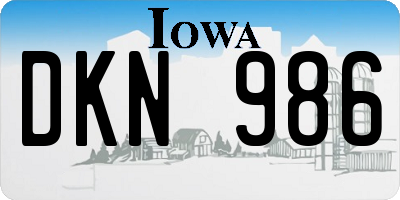 IA license plate DKN986
