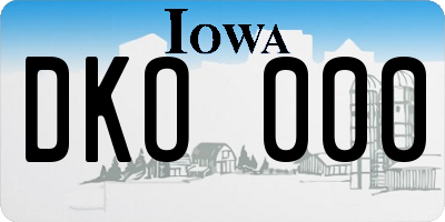 IA license plate DKO000