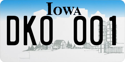 IA license plate DKO001