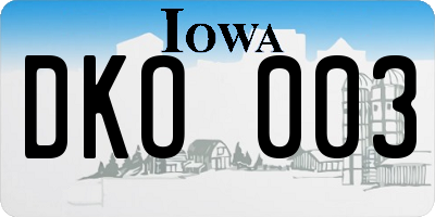 IA license plate DKO003