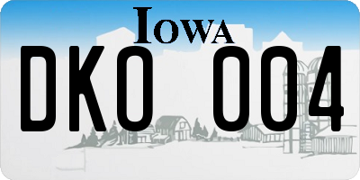 IA license plate DKO004