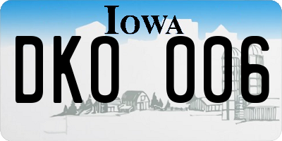 IA license plate DKO006