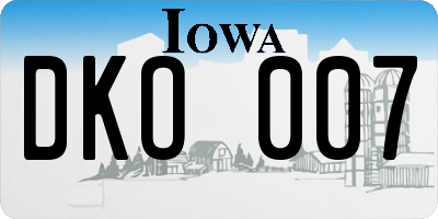 IA license plate DKO007