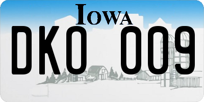 IA license plate DKO009