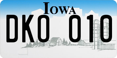 IA license plate DKO010