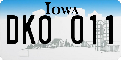 IA license plate DKO011