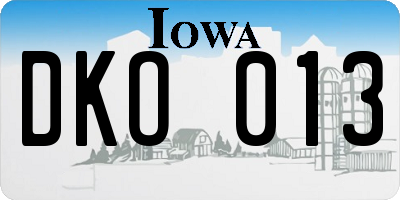 IA license plate DKO013