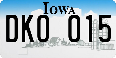 IA license plate DKO015