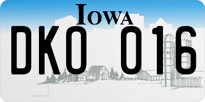 IA license plate DKO016