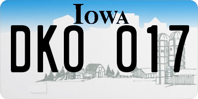 IA license plate DKO017