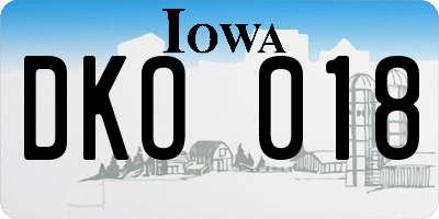 IA license plate DKO018