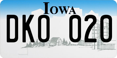 IA license plate DKO020