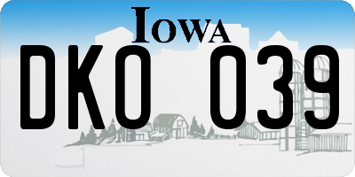 IA license plate DKO039
