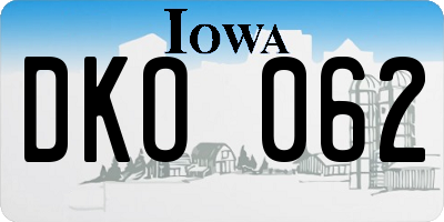 IA license plate DKO062