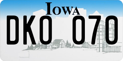 IA license plate DKO070