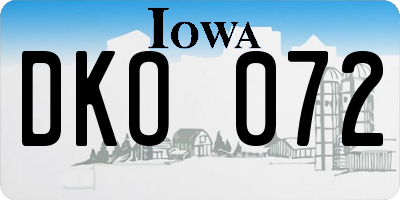 IA license plate DKO072