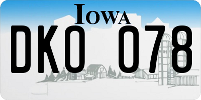 IA license plate DKO078