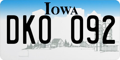 IA license plate DKO092