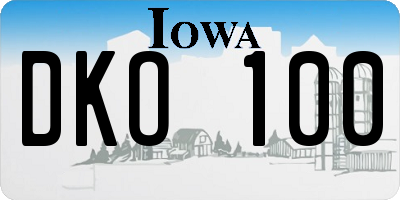IA license plate DKO100