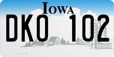 IA license plate DKO102