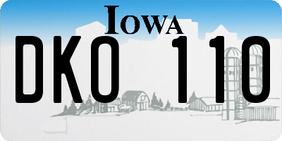 IA license plate DKO110