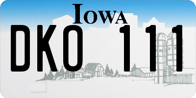 IA license plate DKO111