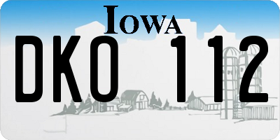 IA license plate DKO112