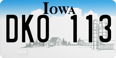 IA license plate DKO113