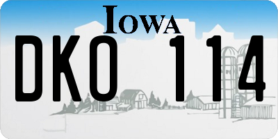 IA license plate DKO114