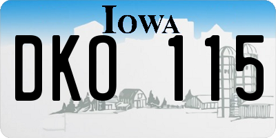 IA license plate DKO115