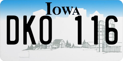 IA license plate DKO116