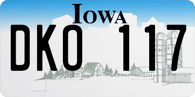 IA license plate DKO117