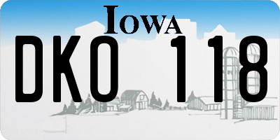 IA license plate DKO118