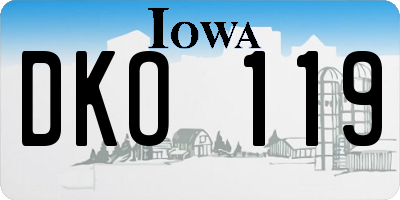 IA license plate DKO119