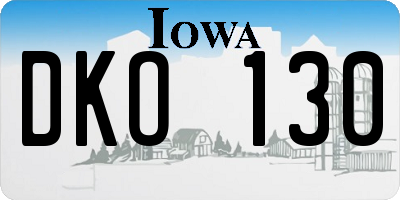 IA license plate DKO130