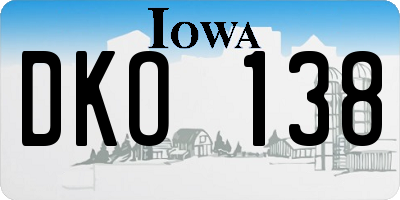 IA license plate DKO138