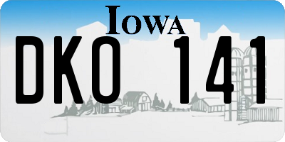 IA license plate DKO141