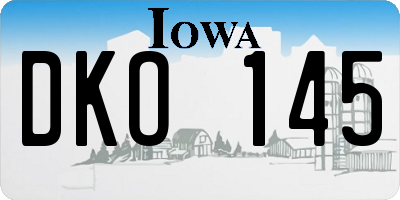 IA license plate DKO145