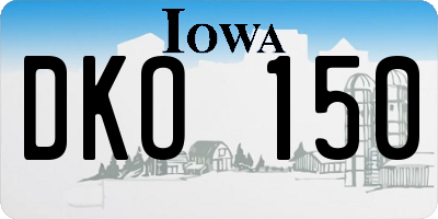 IA license plate DKO150