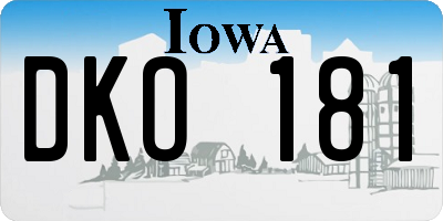 IA license plate DKO181