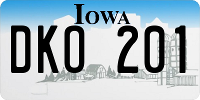 IA license plate DKO201