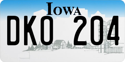 IA license plate DKO204