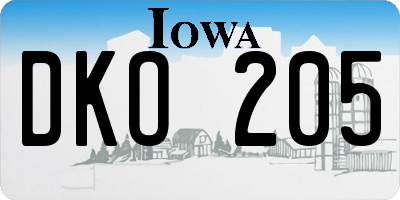 IA license plate DKO205