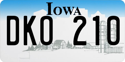 IA license plate DKO210