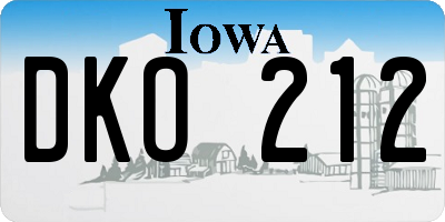 IA license plate DKO212