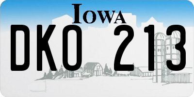 IA license plate DKO213